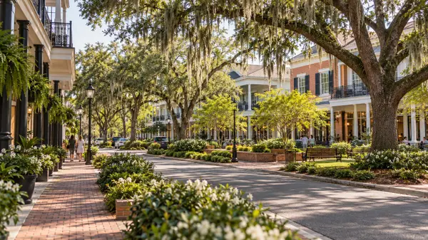 Tree-lined streets and homes in Haile Plantation, southwest Gainesville