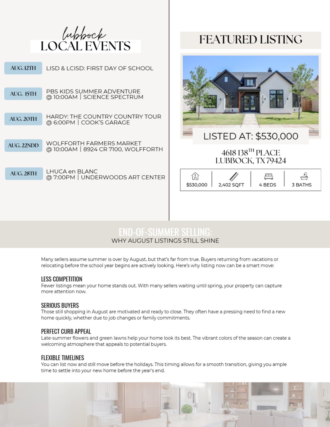 Living Local August 2026 newsletter inside page