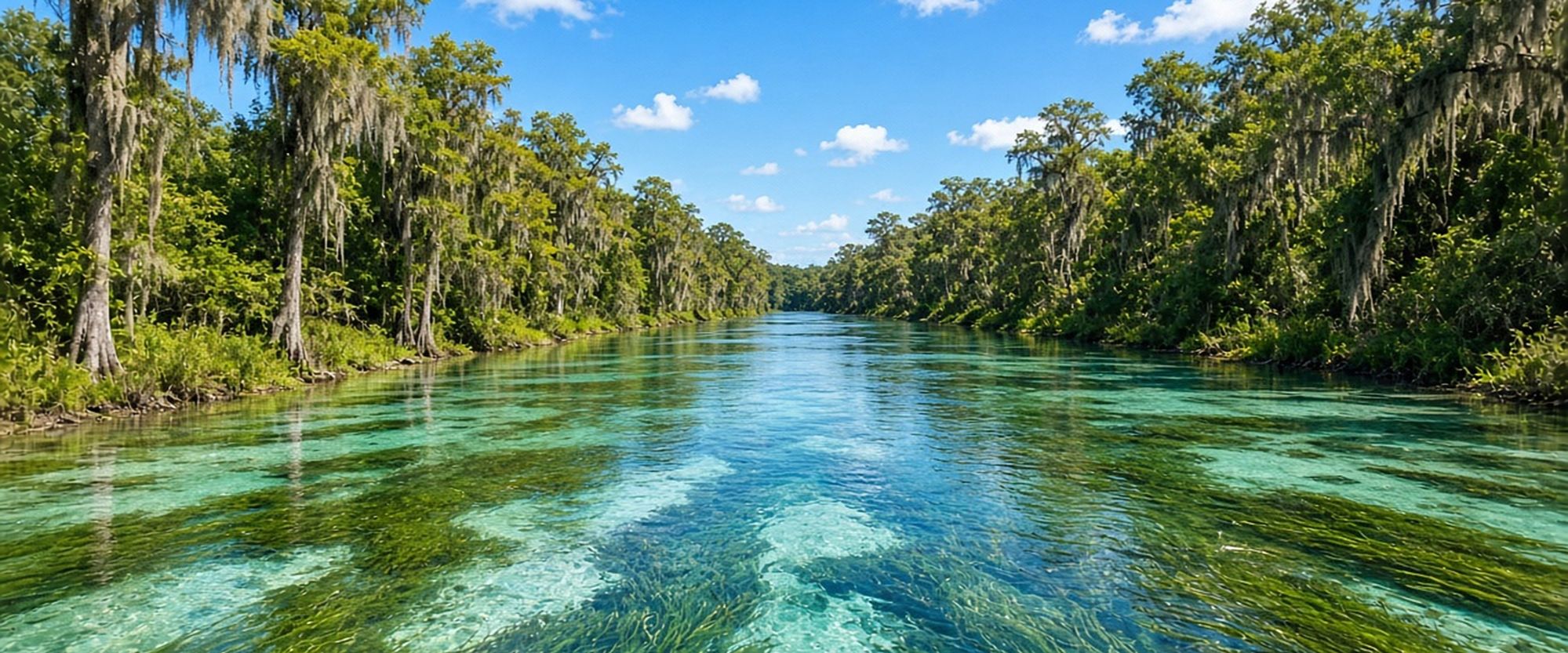 Crystal-clear Rainbow River in Dunnellon, Florida