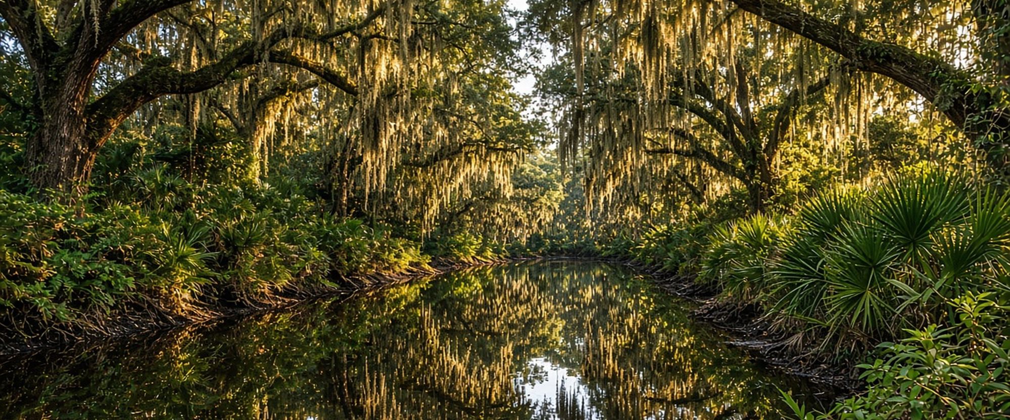 Black Creek under live oaks and Spanish moss in Middleburg, Florida