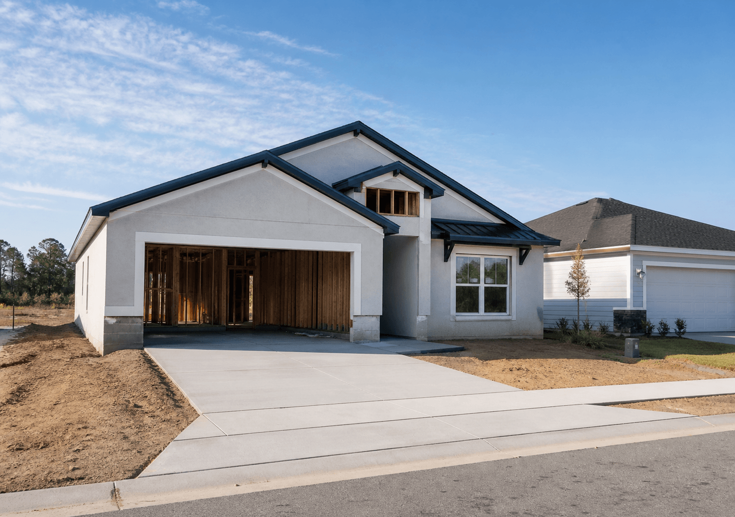 A new-construction home going up in a Central Florida subdivision
