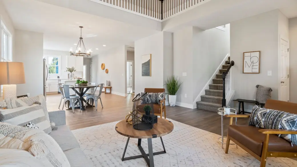 Bright, staged living room interior