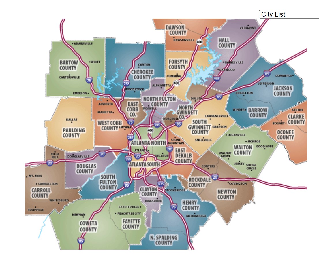 Metro Atlanta county map