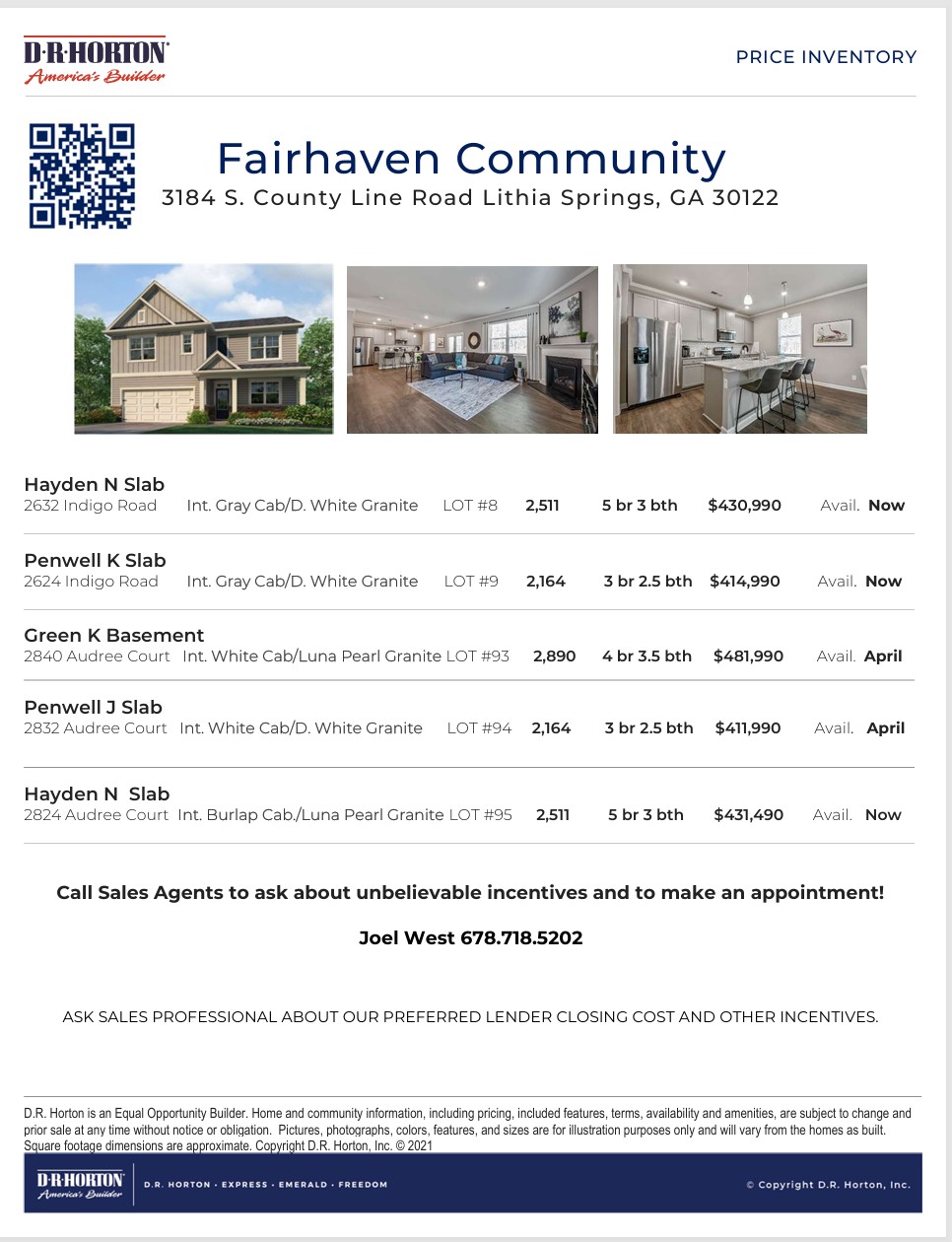D.R. Horton Fairhaven Community flyer