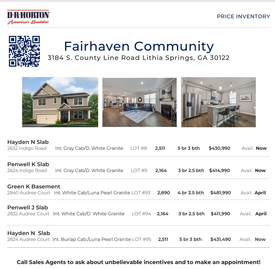Fairview Home Inventory Sheet