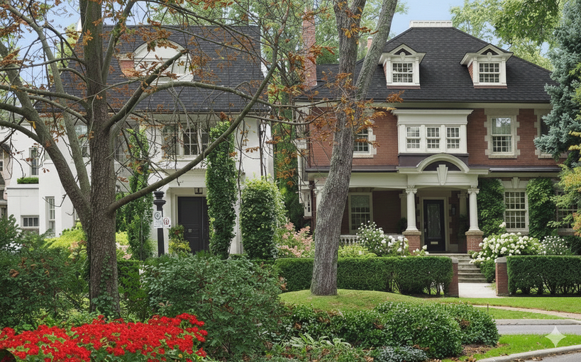 Curving tree-lined streets of the historical Lawrence Park garden suburb between Avenue Road and Yonge Street