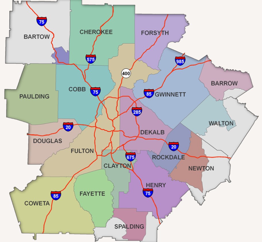 Metro Atlanta Counties Map
