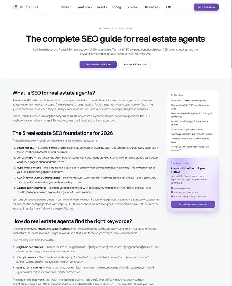 The complete SEO guide for real estate agents — Lofty Front