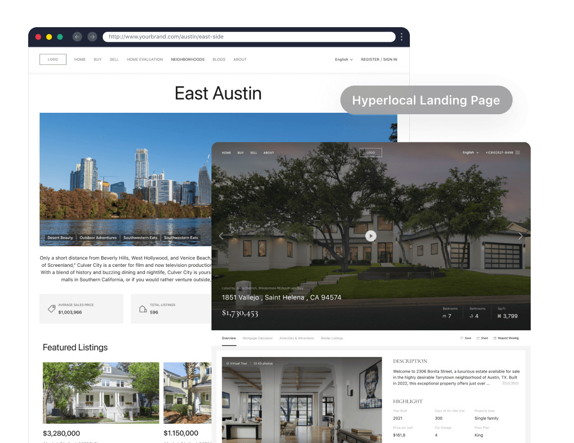 Listing showcase pages
