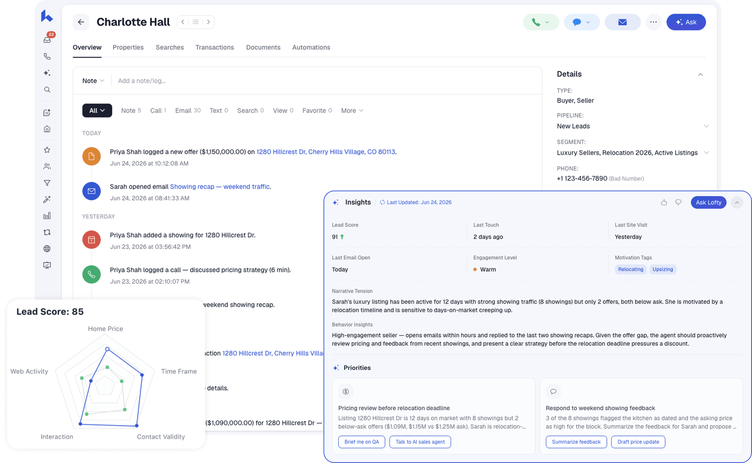 Lofty transaction management dashboard