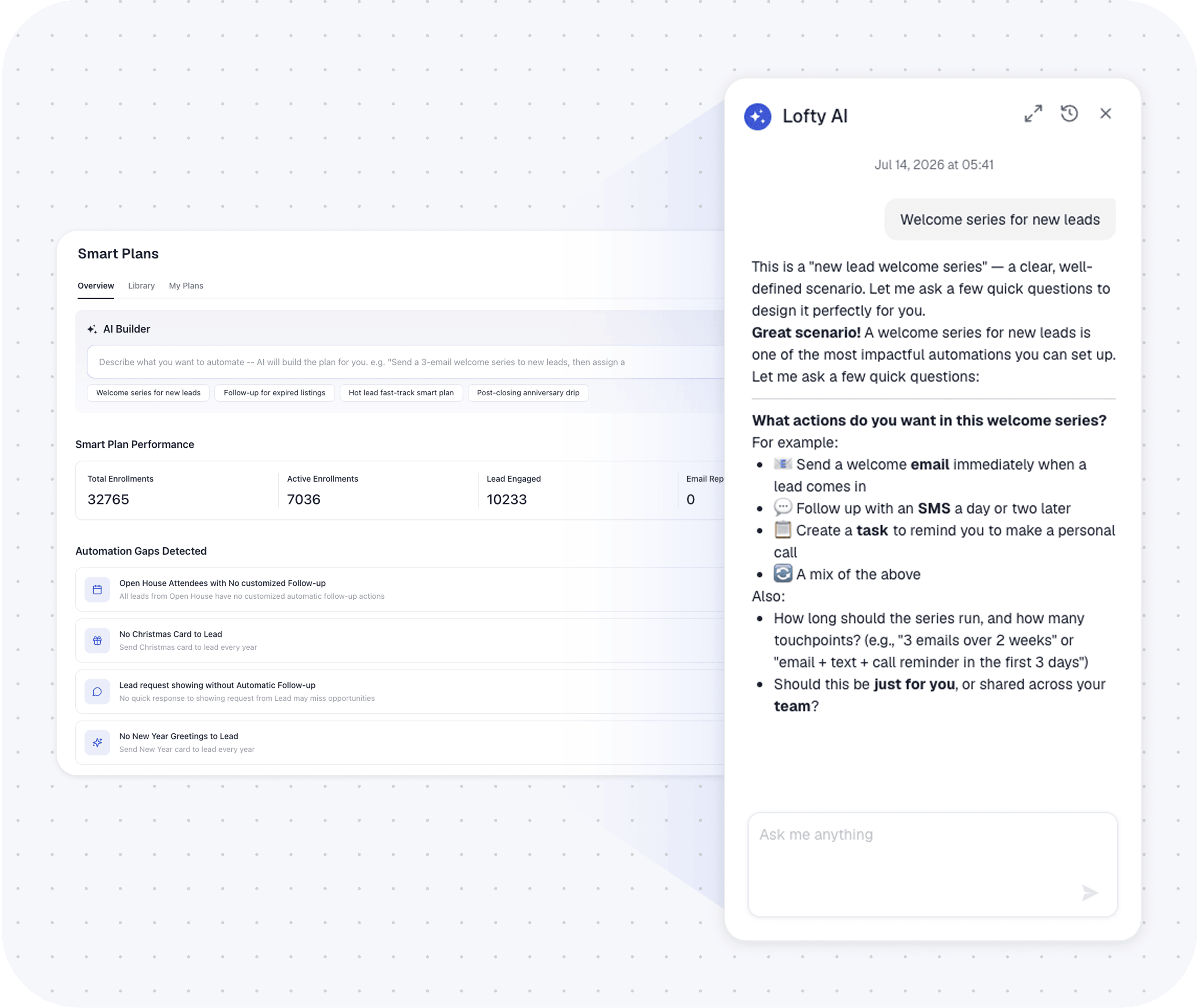 Describe it in plain language — AI builds the plan