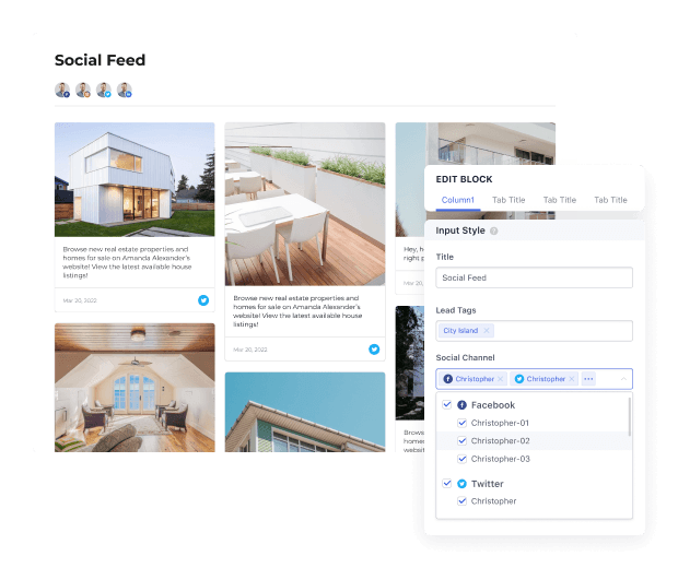 Website Social Feed block synced from social channels