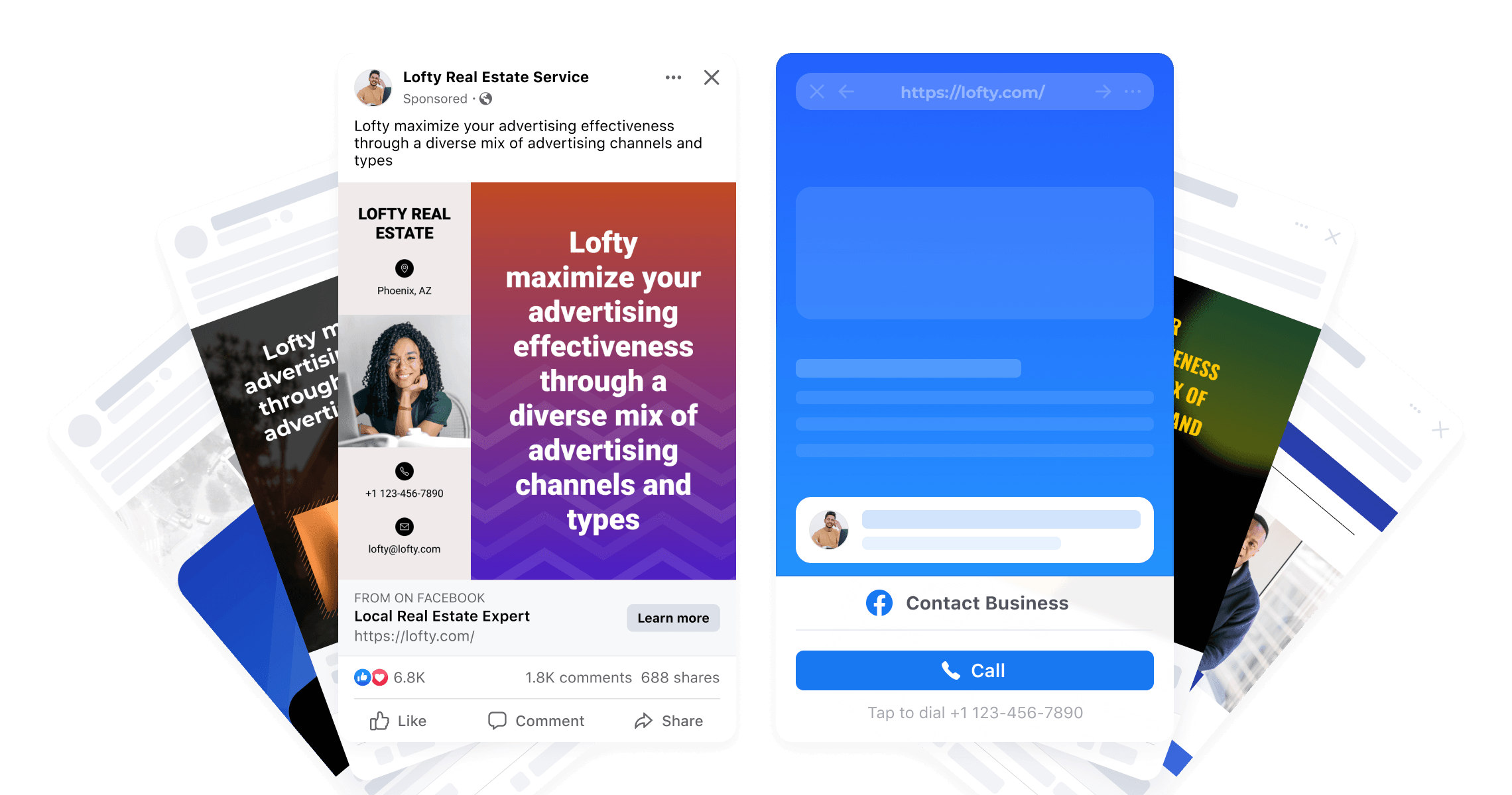 Facebook & Instagram real estate ad examples from Lofty