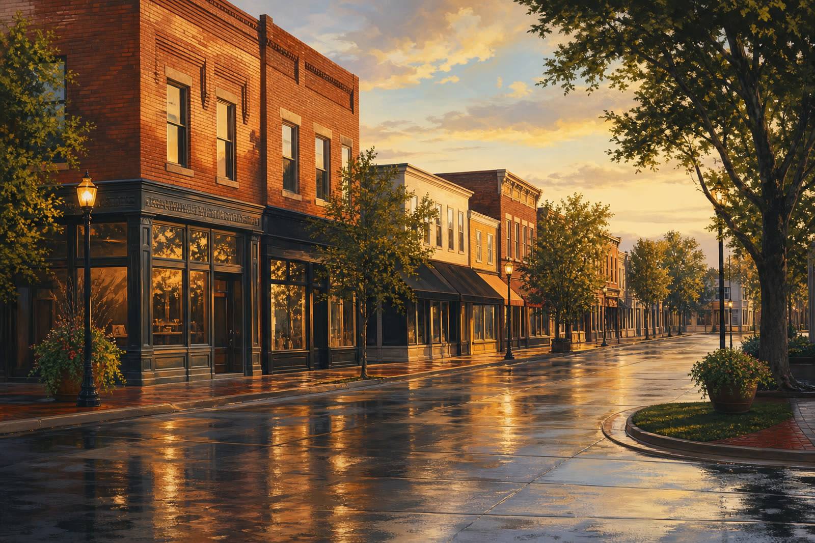 Downtown Crown Point near the shop on South Main