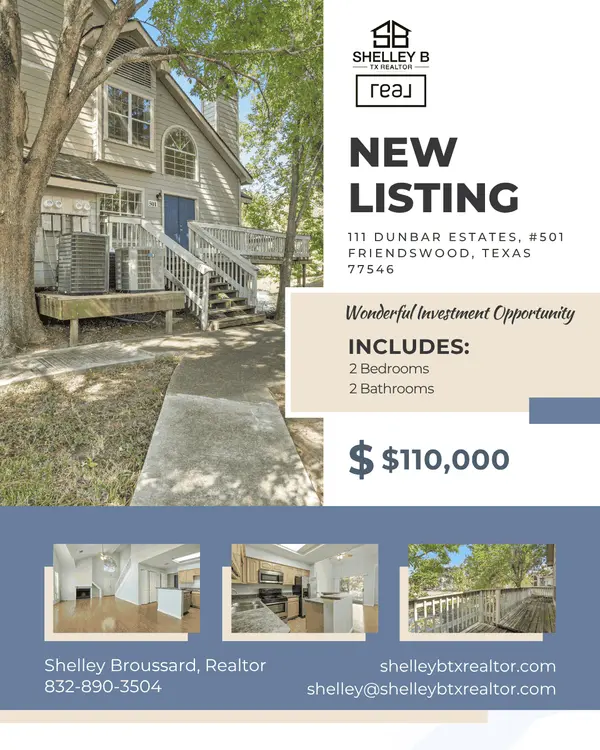 🏡 New Listing in Friendswood! Discover endless potential in this charming 2-bed, 2-bath townhome in Walden Pond overlooking the water. Enjoy an open-concept layout, laminate floors, and a loft/game room. Fridge, washer & dryer stay! Perfect for investors or anyone ready to make it their own. #FriendswoodRealEstate #ShelleyBTXRealtor #InvestInTexasHomes