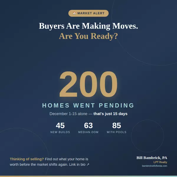 🏡 Market Activity Alert for Port Charlotte, Venice, Englewood, and North Port, FL! 

December is heating up—even in winter! 

Think the market slows down for the holidays? Think again. 🎄
200 homes went PENDING in just the first 15 days of December across North Port, Venice, Englewood & Port Charlotte. 
Curious what this means for your home's value? Let's chat 
Let’s talk strategy—DM me today!