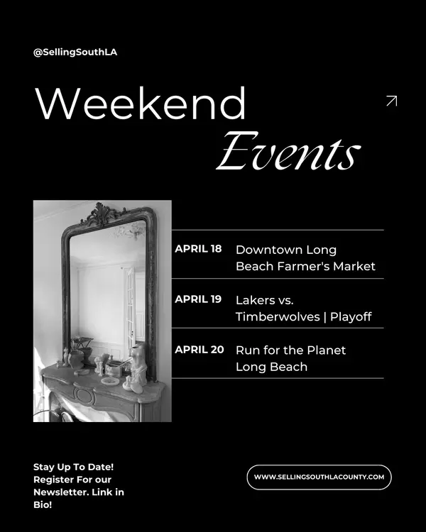 🎉 Looking for plans this weekend? There's something for everyone!

📲 Read blog for full details:
https://www.sellingsouthlacounty.com/blog/What-s-Happening-This-Weekend-in-South-LA-County---April-18-20-2025
#LosAngelesEvents #LongBeachVibes #SouthLA #WeekendPlans #LAThingsToDo
