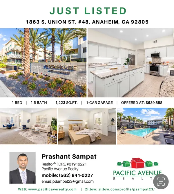 Luxury Living Just Listed! Experience modern comfort and designer style in the heart of Anaheim.
✅ Ground-level corner unit
✅ Open-concept kitchen w/ island & breakfast nook
✅ Huge covered patio — perfect for WFH or entertaining
✅ Dual-vanity en-suite, walk-in closet & oversized shower
✅ Private 1-car garage + resort-style amenities
View more: https://pacificaverealty.com/featured-listing