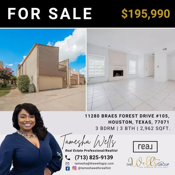 Looking for space, location, and value in Houston? This 3-bed, 2.5-bath townhome at 11280 Braes Forest DR #105 checks all the boxes! Nearly 3,000 sqft, a versatile game room, and an in-house laundry make life easy. A little TLC = big potential!

Minutes from major roads and shopping. Own your Houston future for $195,990.

Details & pics: https://thewellsgrp.com/d8rccszu

#HomeSweetHome #HoustonTX 