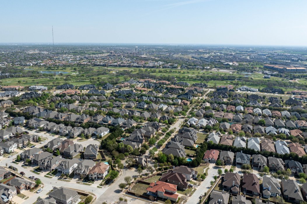 Aerial view of a North Texas neighborhood