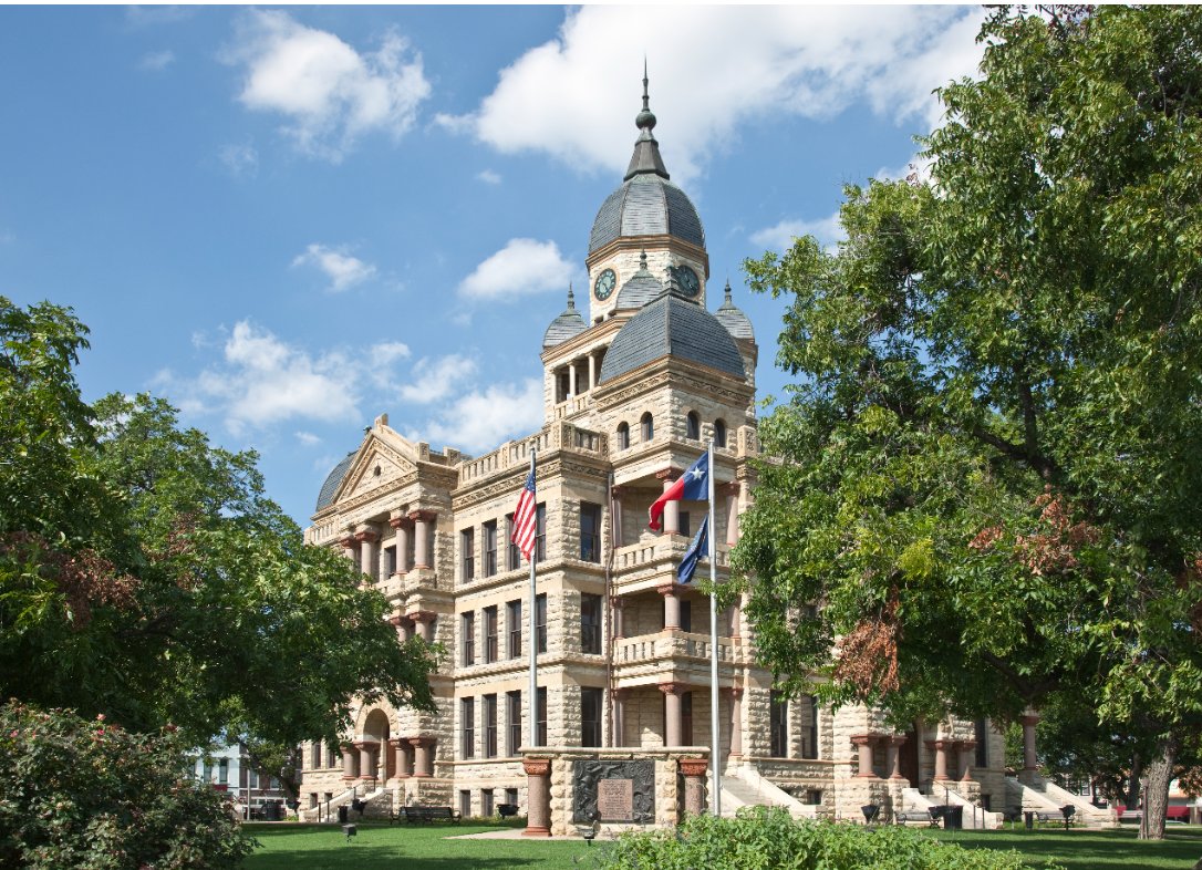 Historic Denton County Courthouse in downtown Denton, Texas