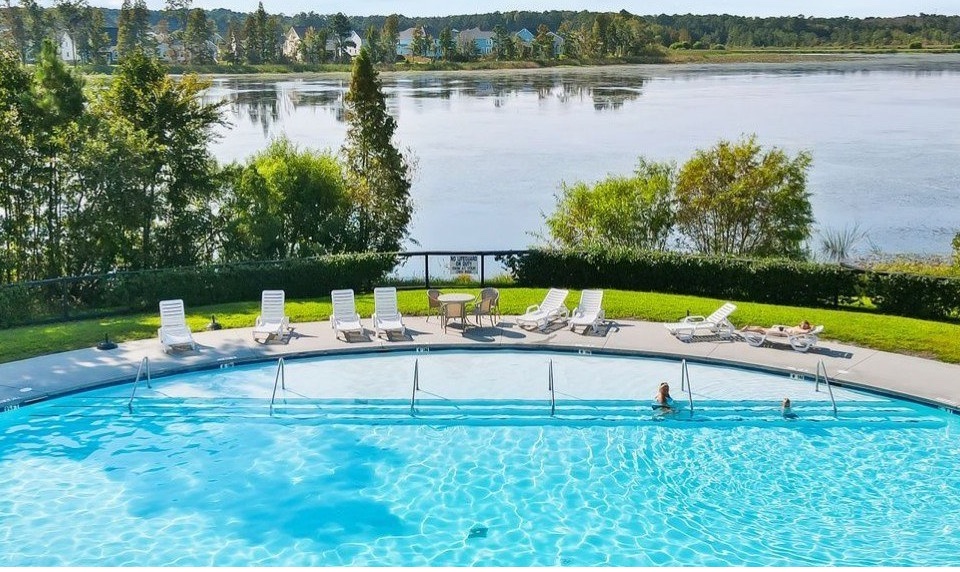 Existing lakefront pool at Foxbank Plantation.