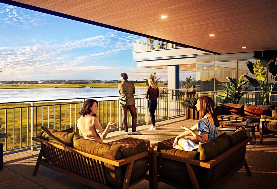 Developer concept rendering of waterfront living at Magnolia Landing.