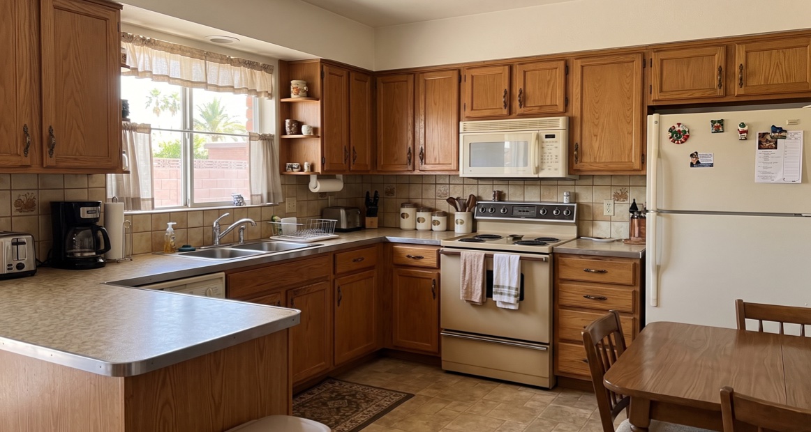 Dated kitchen in a Mesa Arizona fixer-upper that could be updated or remodeled