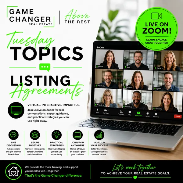 📋 Tuesday Topics: Listing Agreements
This week we're diving into Listing Agreements with interactive Zoom training for real conversations, questions, and practical strategies. No matter where you work, you can learn, collaborate, and grow
www.gamechanger.realestate