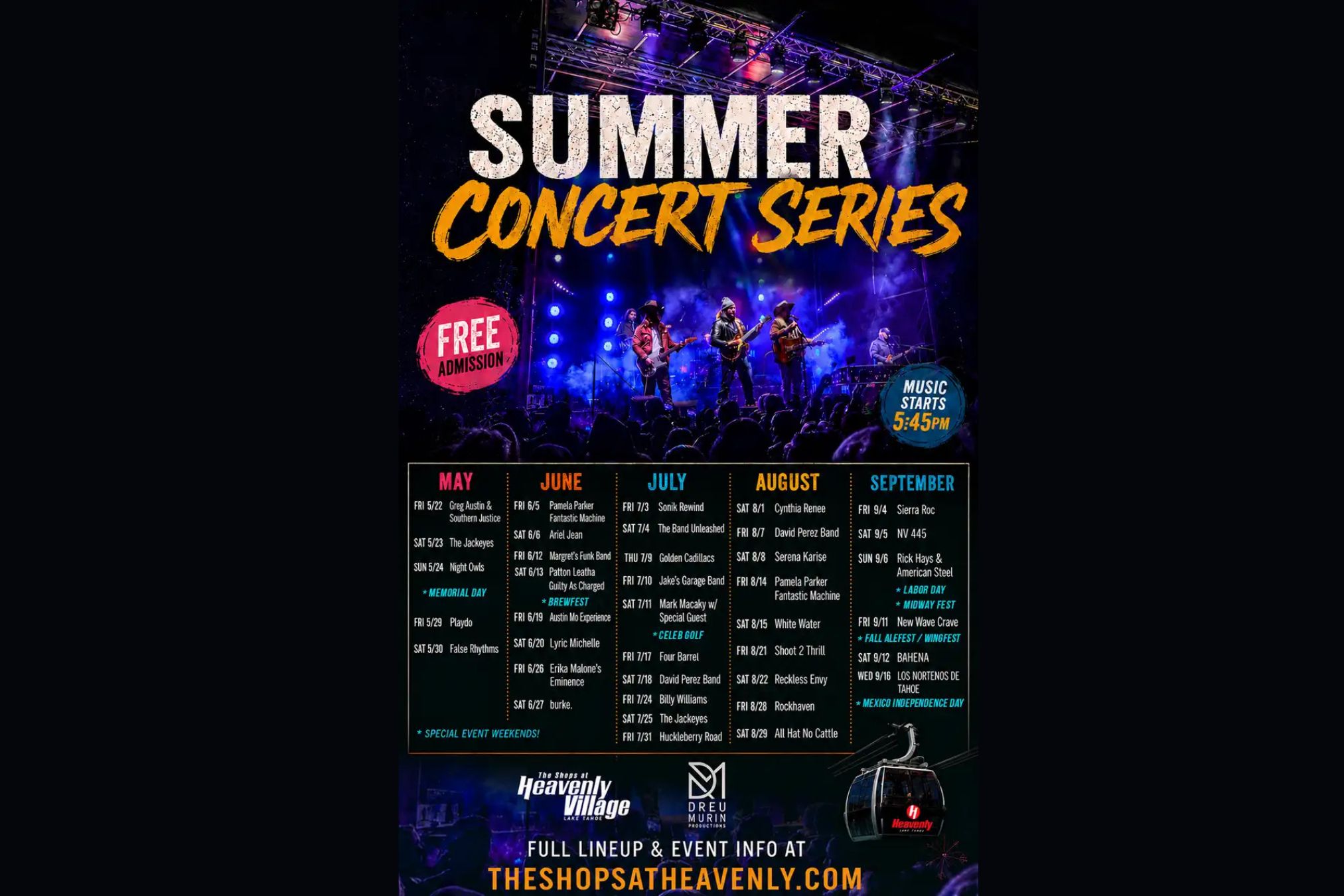 2026 Heavenly Summer Concert Series at The Shops at Heavenly Village