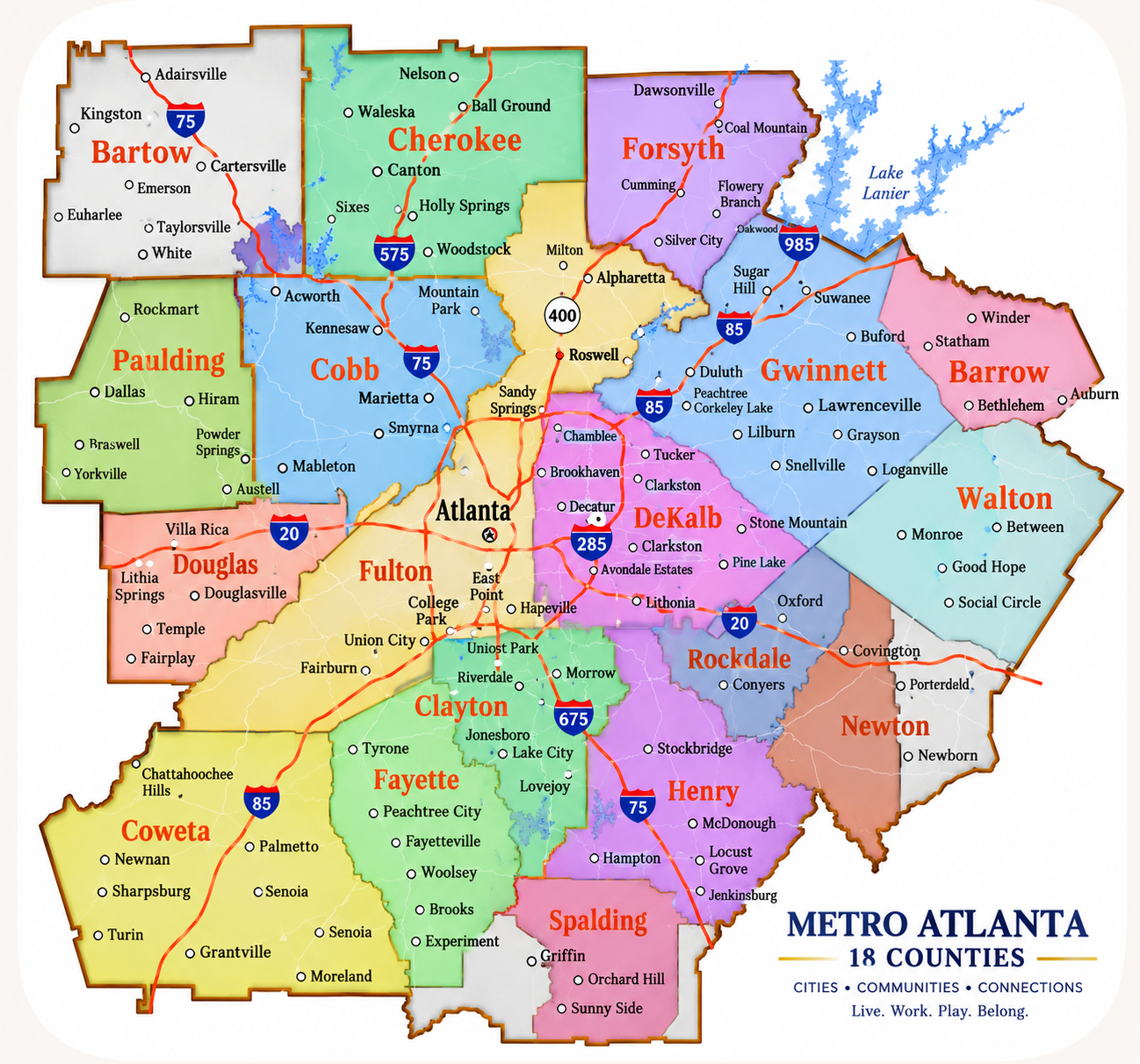 Metro Atlanta Counties Map