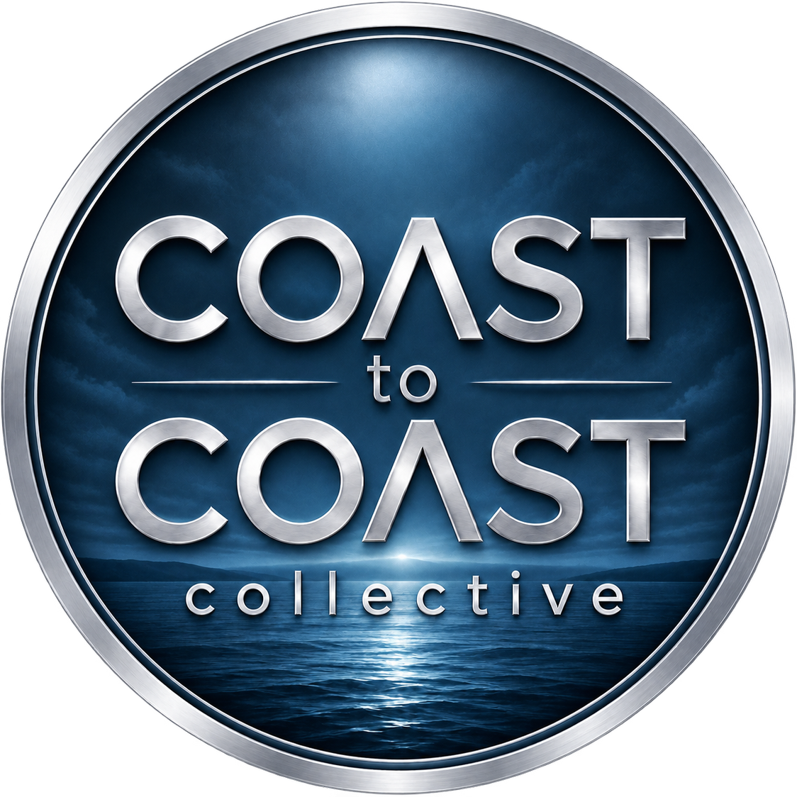 Coast to Coast Collective silver and navy medallion